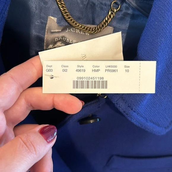 J Crew Double Cloth Wool Royal Blue Coat - Picture 6 of 6
